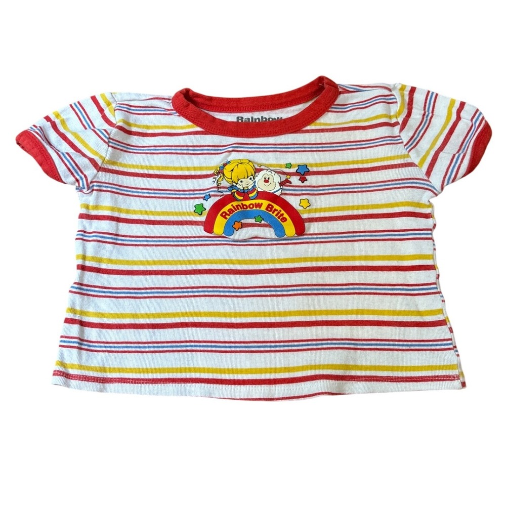 Rainbow‎ Brite Graphic T-Shirt Kids Multi-Color Striped Retro Cotton SIZE 8